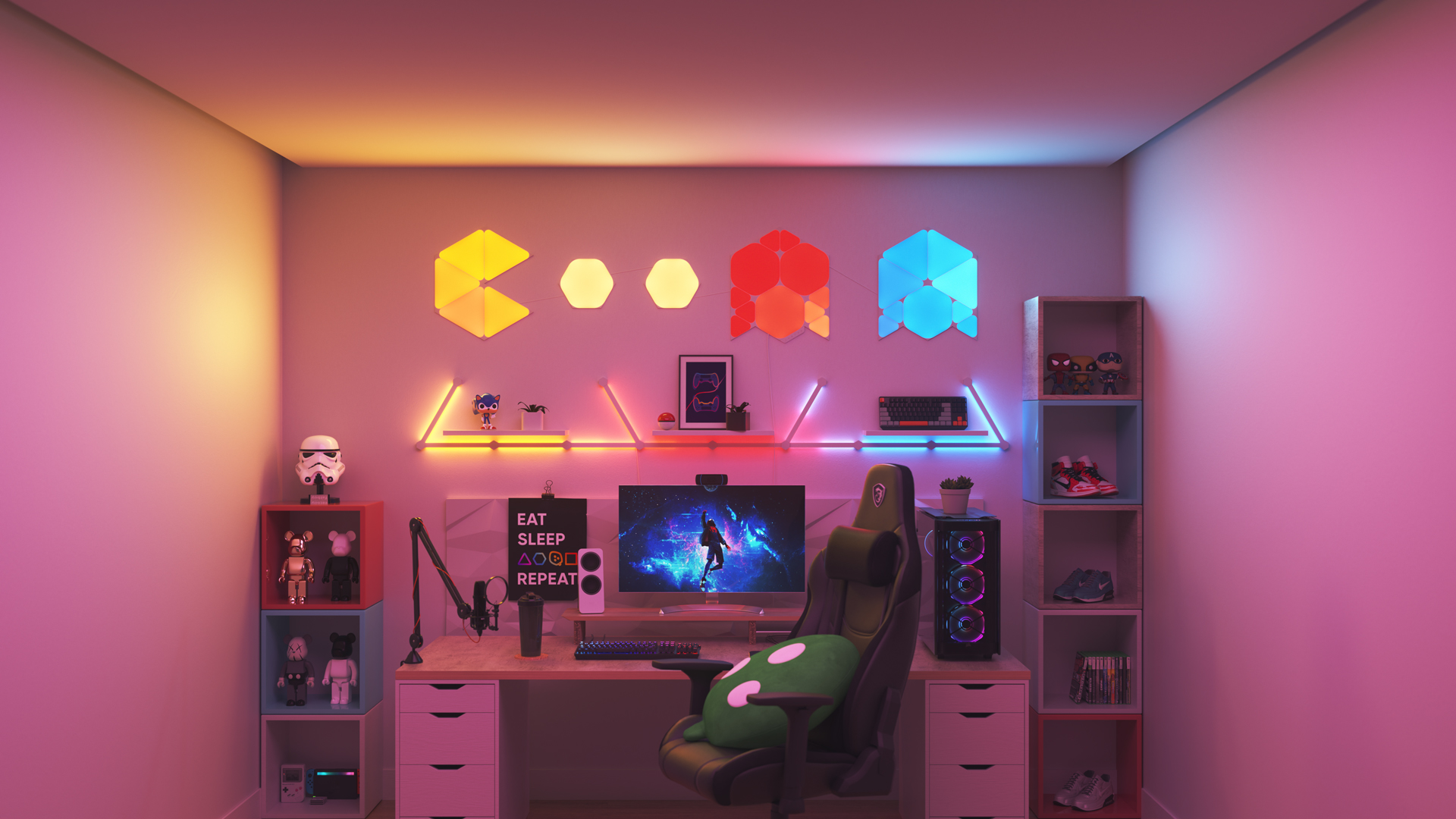 Nanoleaf Color Changing Panels Are Perfect For a Gaming Room
