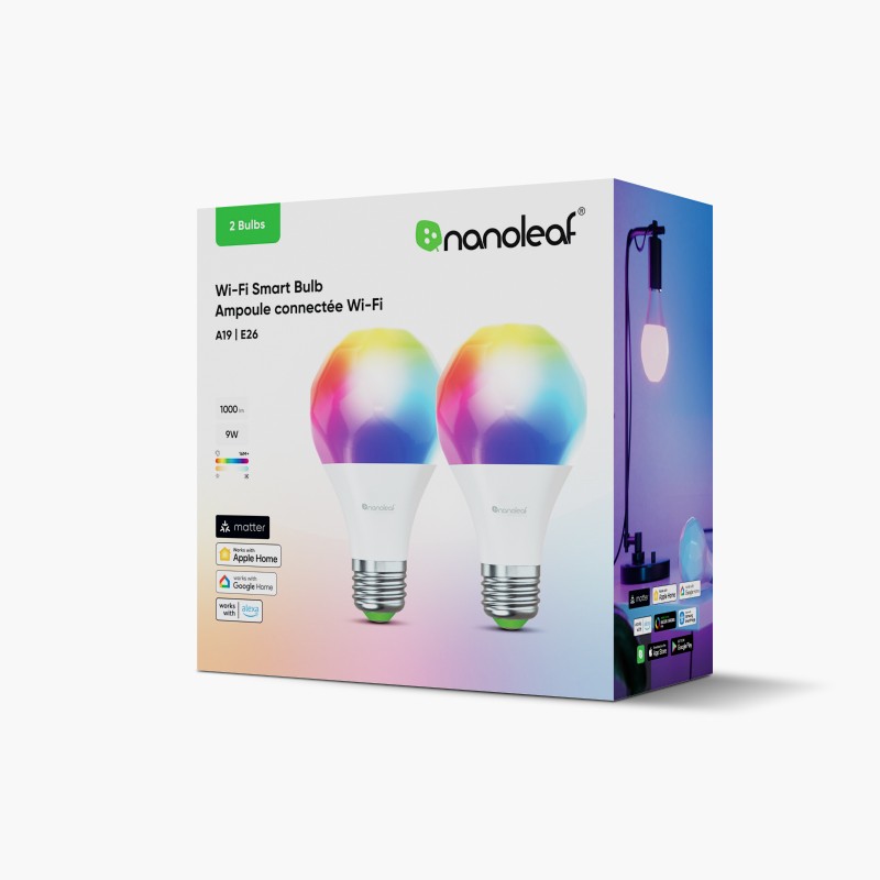 Matter Wi Fi A19 Smart Bulb 2 Pack N7501B03 2A19E Nanoleaf