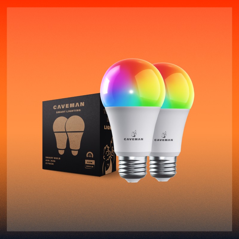 Caveman Matter & Wi-Fi A19 Smart LED Light Bulb 2 Pack