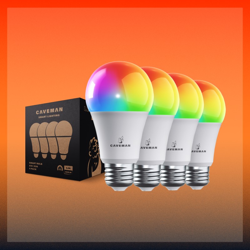 Caveman Matter & Wi-Fi A19 Smart LED Light Bulb 4 Pack