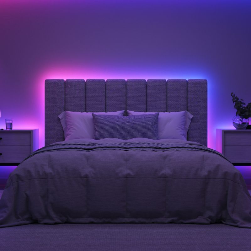 Led strip lights behind bed 2025
